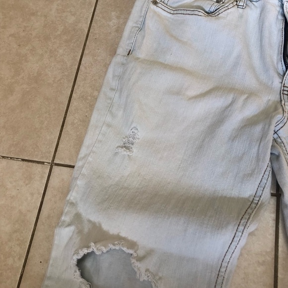 Original use highly distressed light washed jeans, size 34 - Picture 5 of 12